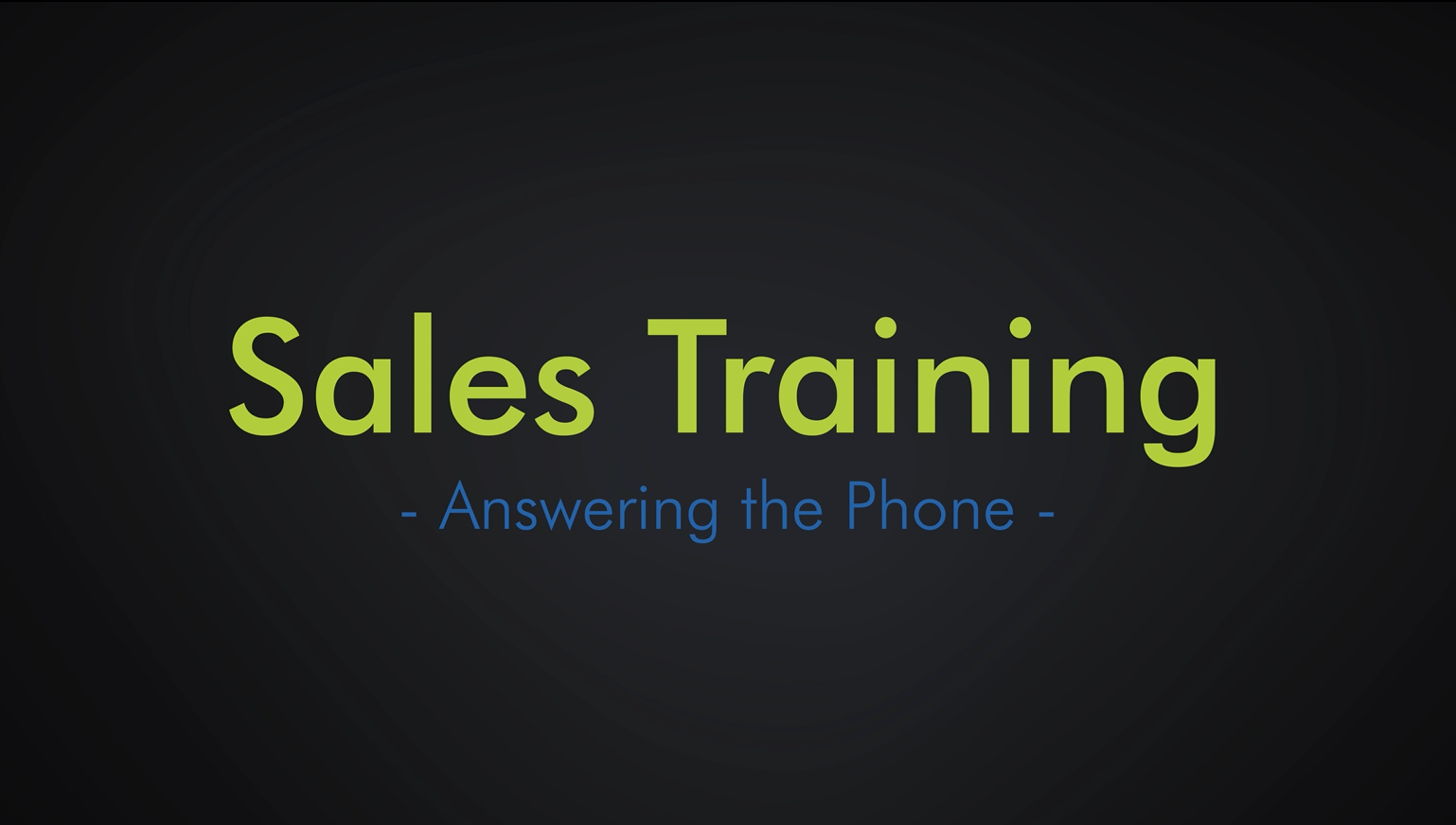 Sales Training Answering the Phone