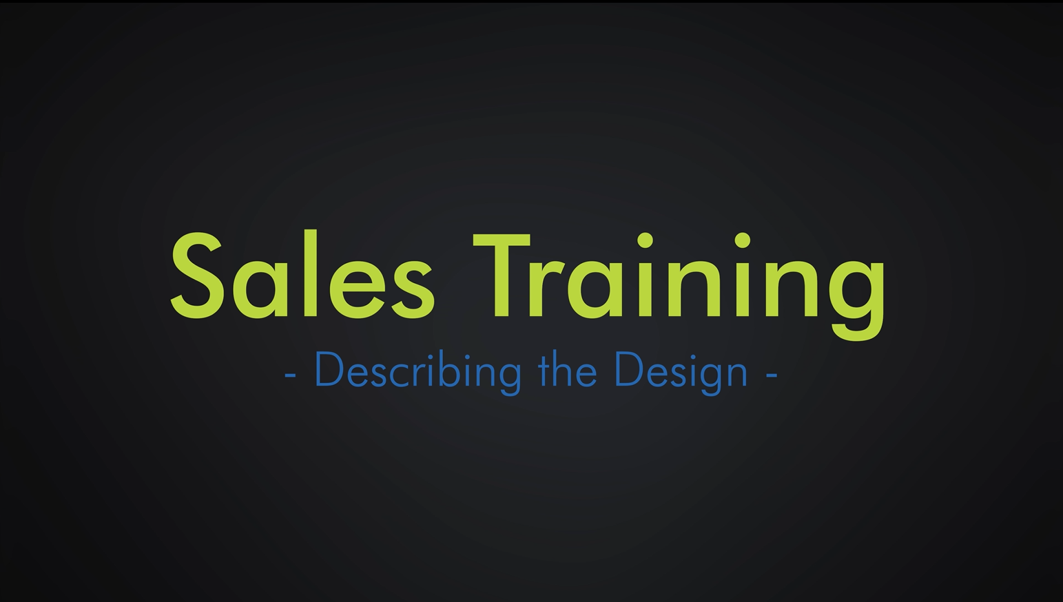 Sales Training Describing the Design
